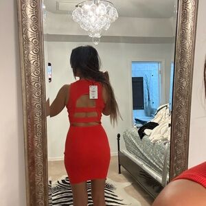 Bershka Vibrant Red Backless Dress. I'm 5'5 and 121 lbs burnt orange